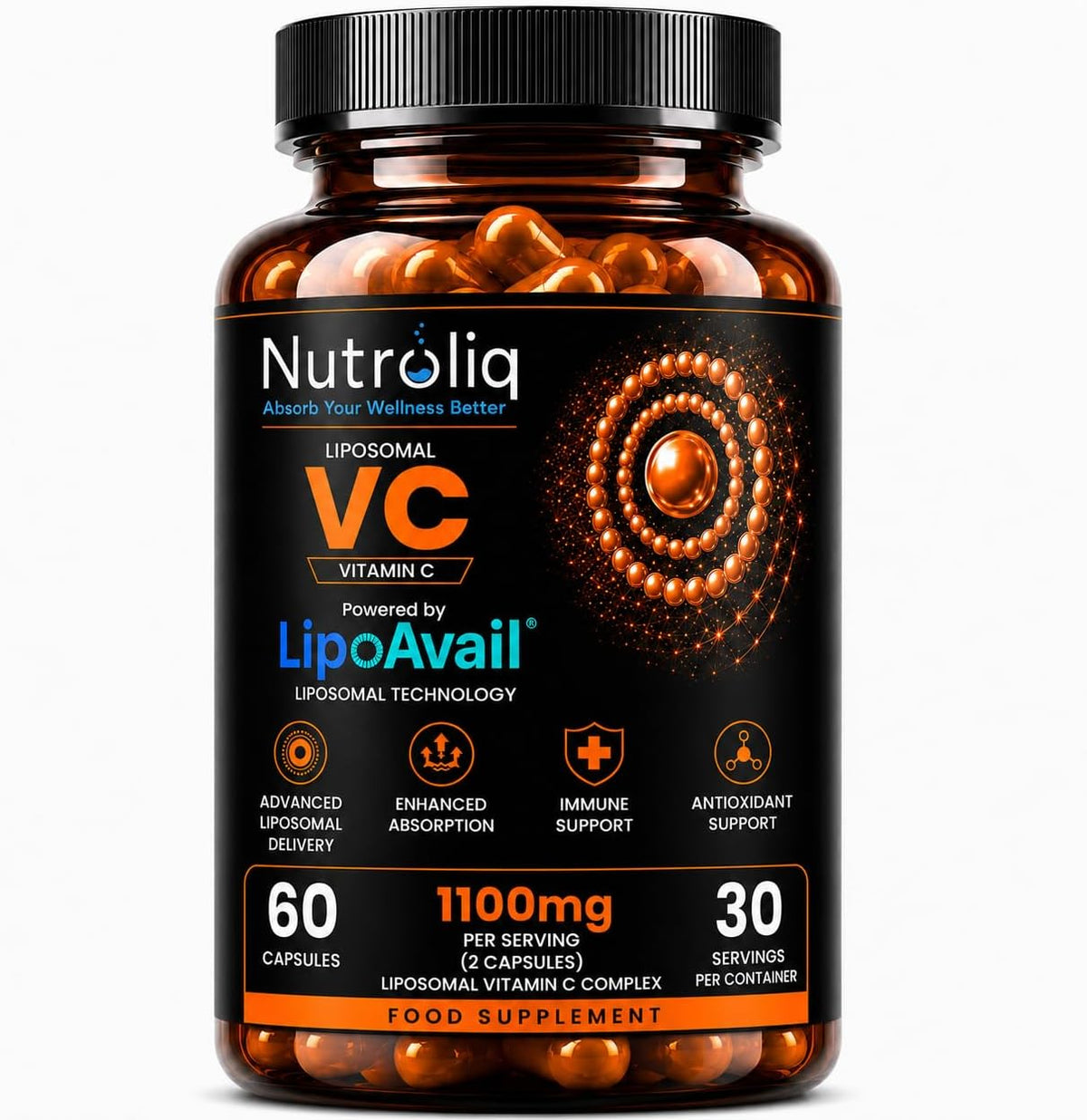 Nutroliq Liposomal Vitamin C Capsules – 60 Capsules – product image 1