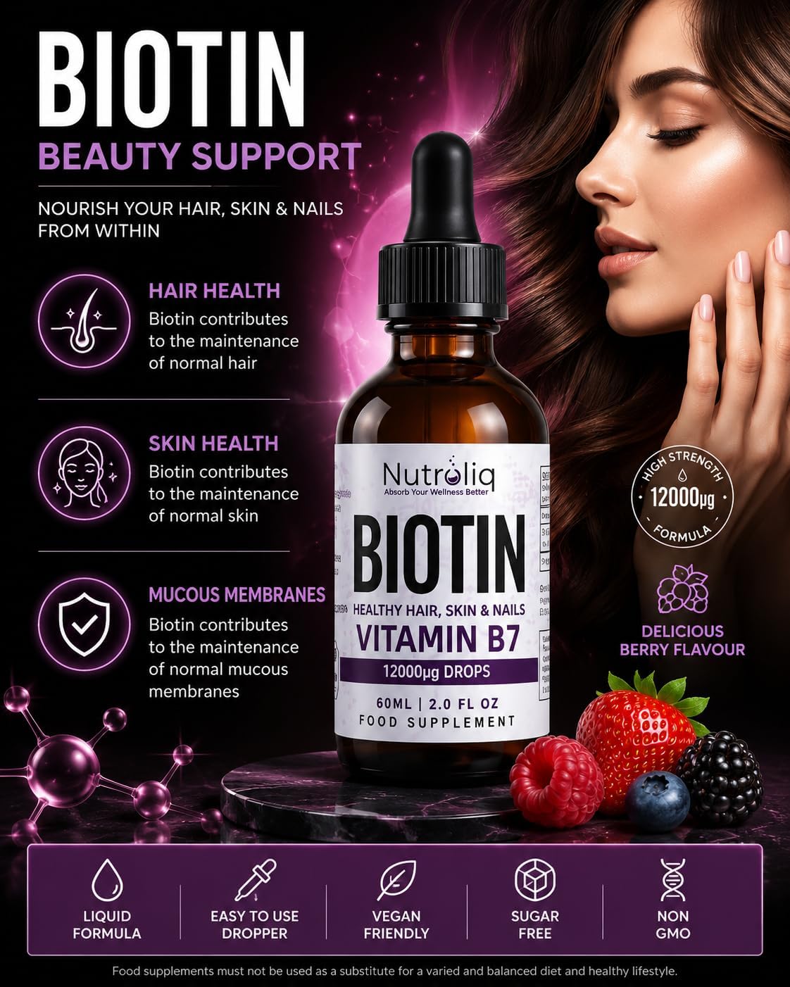 Nutroliq Biotin Liquid Drops 60ml – product image 4