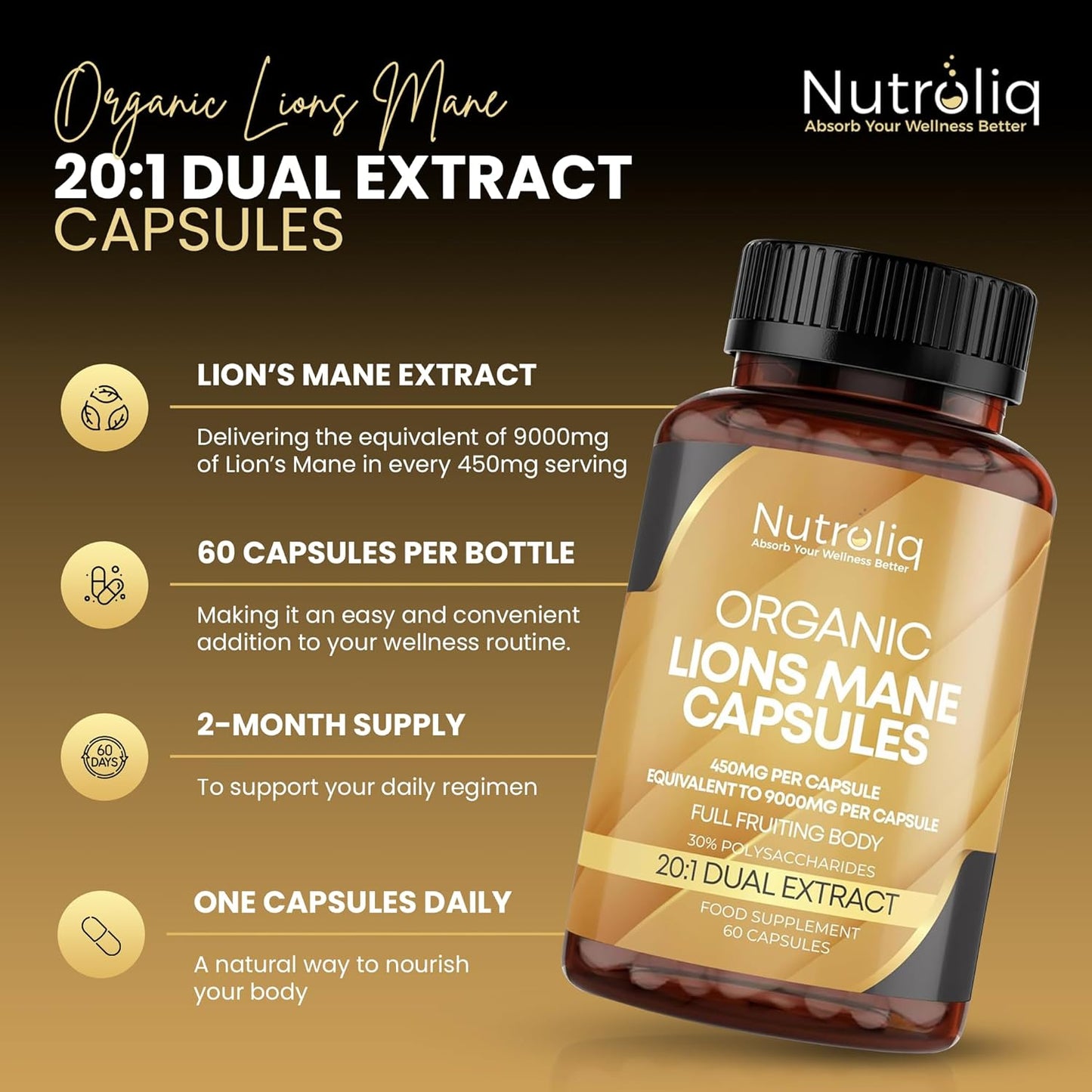 Nutroliq Organic Lions Mane Capsules