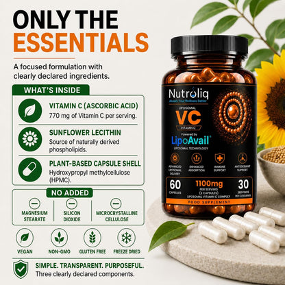 Nutroliq Liposomal Vitamin C Capsules – 60 Capsules – product image 9