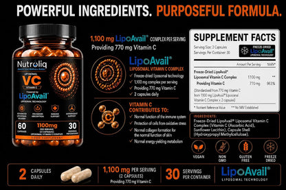 Nutroliq Liposomal Vitamin C Capsules – 60 Capsules – product image 3