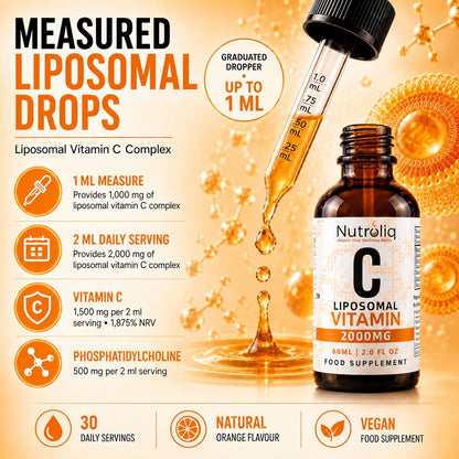 Nutroliq Vitamin C 60ml — measured serving and 30 servings